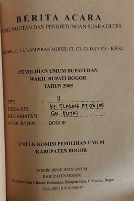 Berita Acara Pemungutan dan Penghitungan Suara Desa Tlajung Udik TPS 11